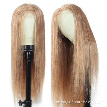 Good Quality Color 27# hair wig, wholesale Long Lace Front Human Hair Wig,Virgin Cuticle Aligned Full Lace Frontal Hair Wigs